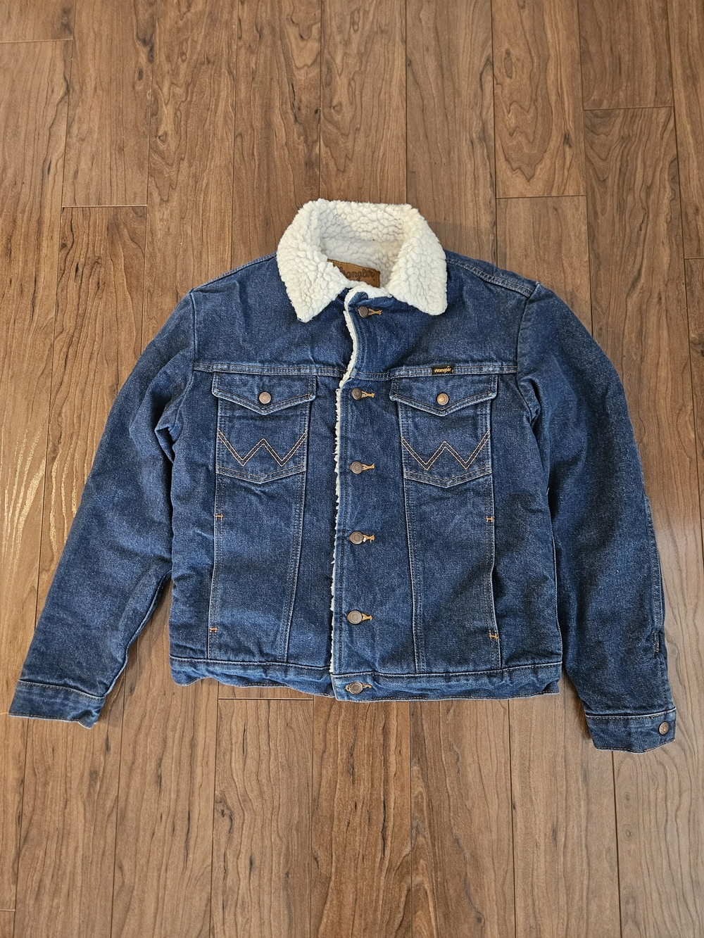 Vintage Wrangler Denim Sherpa Lined Jacket Mens Small Western Cowboy 90s